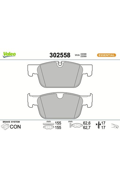 VALEO Комплект накладки, дискова спирачка 302558