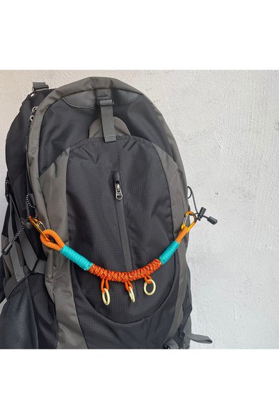 Choice Colorful Orange Hand Woven Rope Backpack Large Size Multi Buckle Hangi...