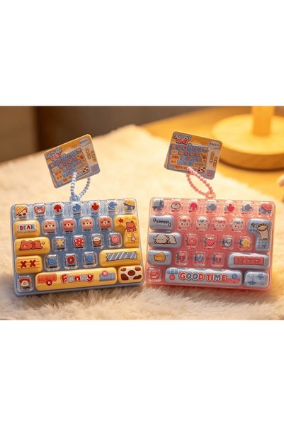 BANDAI 2PCS Candy Color Fidget Keycap Clicker Keychain Cute 26 Keys Stress Re...