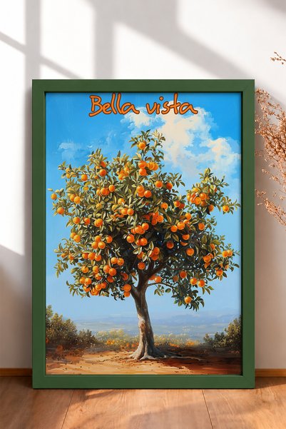 HOMEPACK Πίνακας με πορτοκαλιά και επιγραφή «Bella Vista», αφίσα από την Ιταλ...