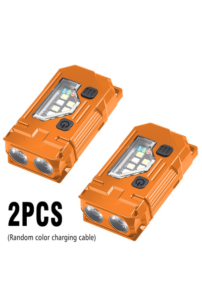 Choice Orange-2PCS Mini Keychain EDC Flashlight Rechargeable Magnetic Torch S...