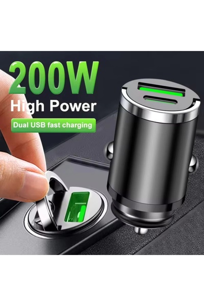 Choice 200W Mini Car Charger Fast Charging for iPhone QC3.0 Mini PD USB Type ...