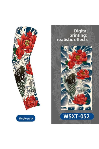 Choice 1 pair 1 Pair Floral Tattoo Ice Sleeves, Seamless Ultra-Thin Sun Prote...