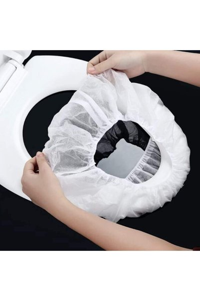 DELFİNO 10 Pieces Disposable Toilet Seat Covers Portable Elastic Non-woven Fa...