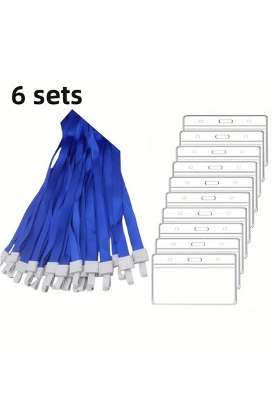 Choice 6 Sets Transparent Waterproof Name Badge Card Holder with Lanyard Plas...