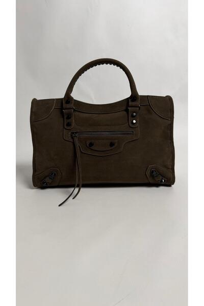 Naz Luxury Shoes Olive Genuine Leather Bag Green