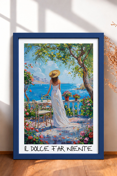 HOMEPACK Il Dolce Far Niente, slika u ramu terakotne boje, poster iz Italije,...