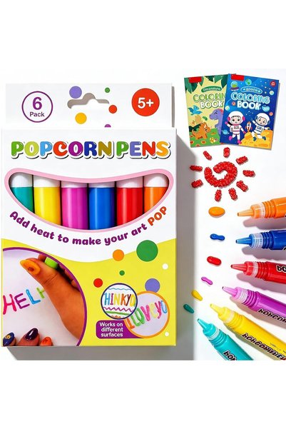 Choice 6 Colors Magic Puffy Popcorn Pens 3D Puffy Drawing Kit Bubble Art Mark...