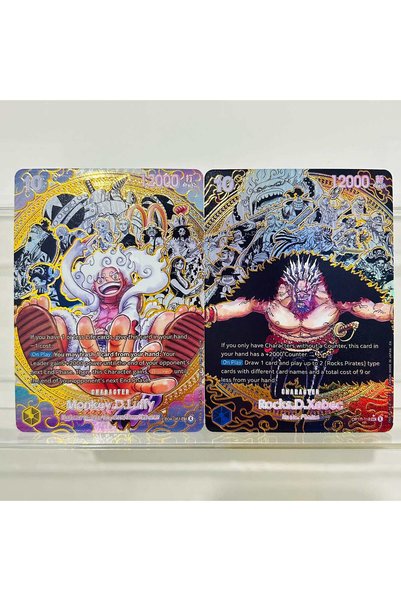 BANDAI EN-2PCS One Piece Luffy & Rocks D Xebec 2Pcs Gold Foil Texture Card En...