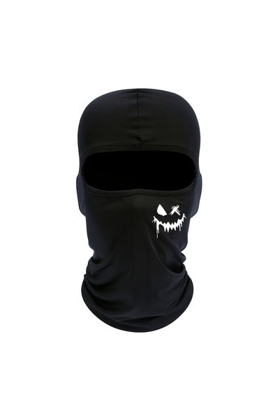 Choice One Size black 2pcs/1pc Smiling Face Print Ski Mask Balaclava Face Mas...