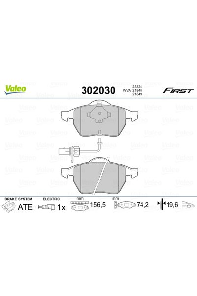VALEO Σετ τακακιών φρένων, δισκόφρενο 302030