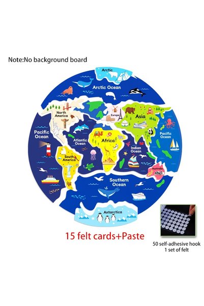 Choice 15pcs Kids World Map Felt Puzzle, Interactive 7 Continents & Oceans Ed...