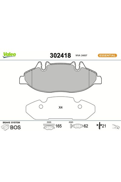 VALEO Σετ τακακιών φρένων, δισκόφρενο 302418