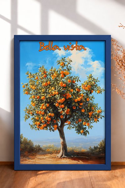 HOMEPACK Πίνακας με πορτοκαλιά και επιγραφή «Bella Vista», αφίσα από την Ιταλ...
