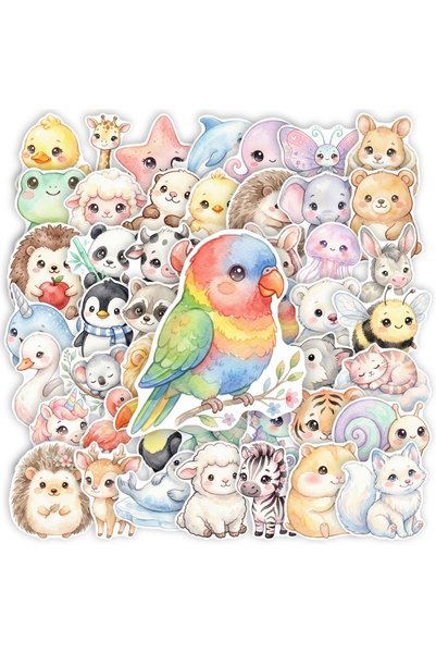Choice BP-50PCS 50 Pcs Cute Animal Stickers Set Watercolor Ocean & Land Pets ...