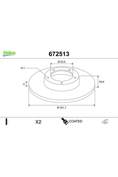 VALEO Δίσκος φρένου 672513