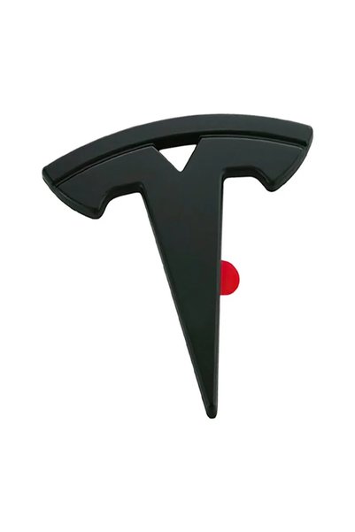 TESLA ملصقات شعار عجلة القيادة للسيارة من مادة ABS باللون الأسود غير اللامع م...