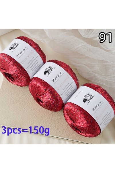 Choice 91 3-Pack of Glitter Yarn, 50g Per Roll, Total 150g, Shiny, Suitable f...