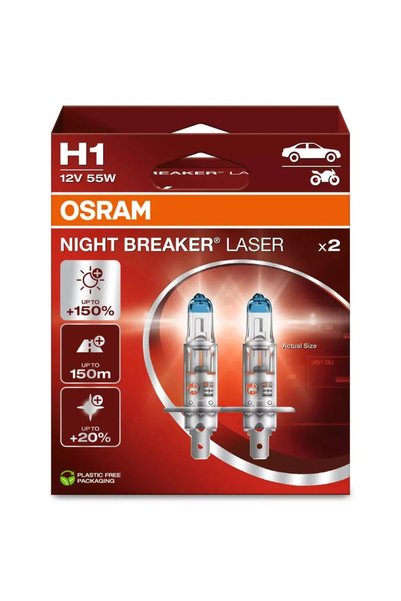 Osram Bec Night Breaker Laser Επόμενης Γενιάς H1 12V 55W P14,5s Σετ 2 τεμ. 64...