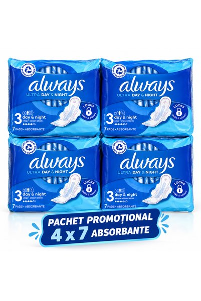 Always Pachet 4x7 absorbant zi și noapte