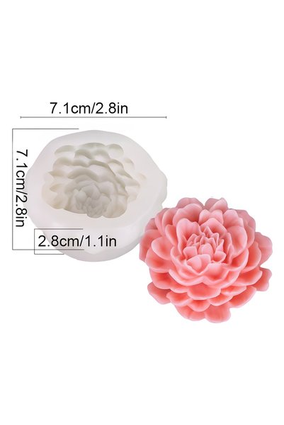 Choice WHITE Floral 3D Peony Silicone Mould, DIY Scented Candle Soap Plaster ...