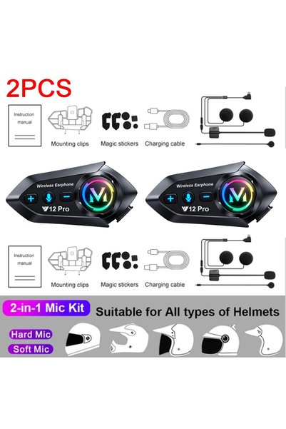 Choice 2 in 1 Mic 2 PCS 1 or 2 PCS Motorcycle Helmet Intercom Headset 500M 10...