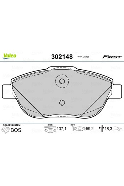 VALEO Brake pad set, disc brake 302148