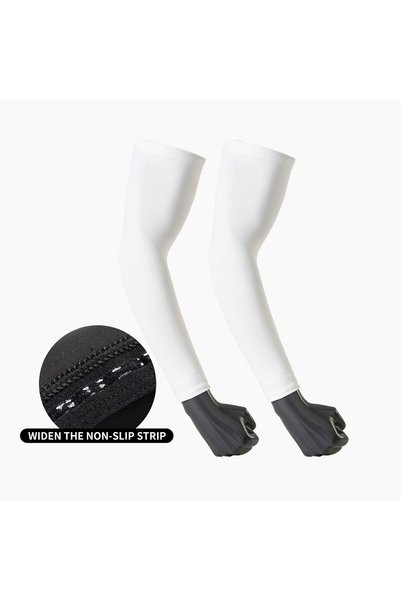 Choice M WHITE Men's Plus Size Ice Silk Arm Sleeves, UV Protection Anti-slip ...