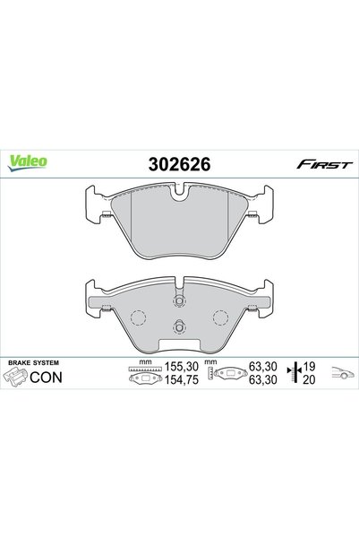 VALEO Комплект накладки за дискови спирачки 302626