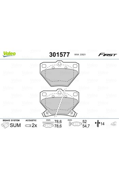VALEO Комплект накладки, дискова спирачка 301577