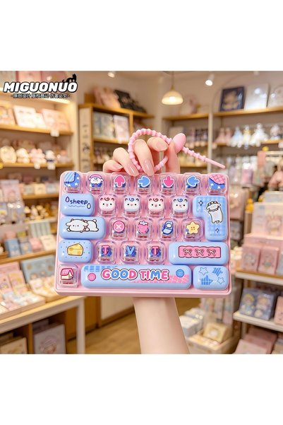 Choice Pink New Candy Color Keycap Keychain 26 Letters Cute Cartoon Keyboard ...