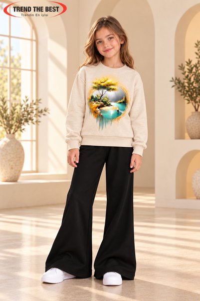 TREND THE BEST Trendin En İyisi Winter, Spring, and Autumn Girls' Black Spani...