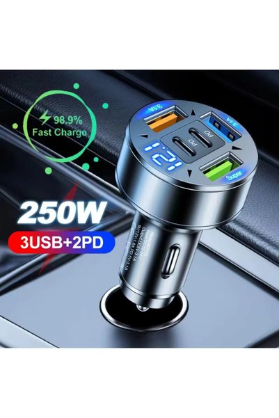 Choice 250W 5-in-1 PD QC3.0 Car Charger Fast Charging USB C for IPhone,Samsun...