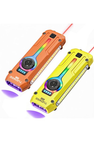 Choice 2pcs-orange-yellow Flat EDC Flashlight, Rechargeable Pocket Light with...