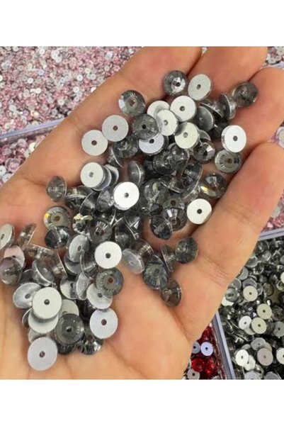 yiğit aksesuar Κρυστάλλινη πούλια - 4 mm Μαύρο Διαμάντι Γκρι (50 GR - 1500 AD)