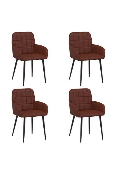 vidaxl Scaune de dining 4 buc. Piele artificială Maro Lucios