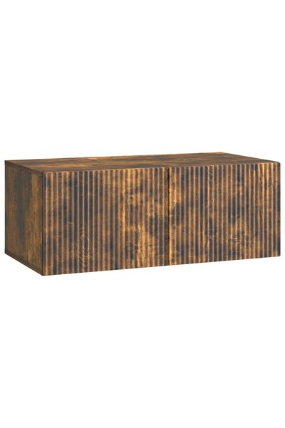 vidaxl Oglindă TV montată pe perete 78,5 x 41 x 30 cm Stejar fumuriu