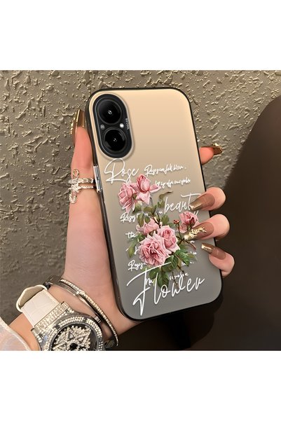 CHICASELUX Realme C67 4g Compatible Rose and Text Patterned Case, Protective,...