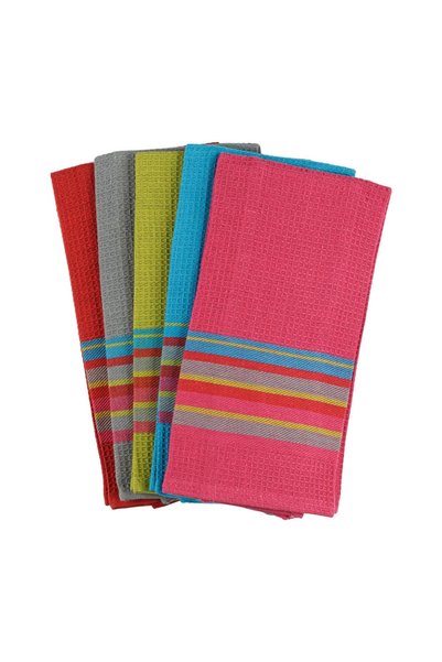 Home Set 5 Prosoape pentru Pahare Colorate cu Dungi 58x39cm