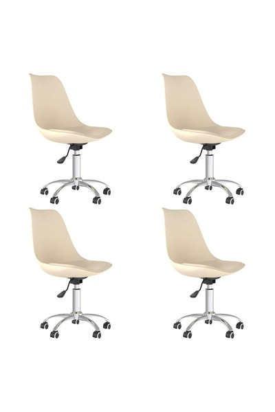 vidaxl Scaune de bucătărie pivotante, 4 buc., crem, material textil