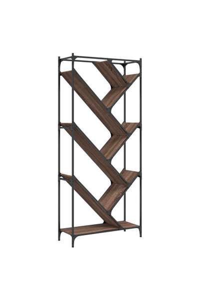 vidaxl Bibliotecă, stejar maro, 79x30x180 cm, lemn prelucrat/metal