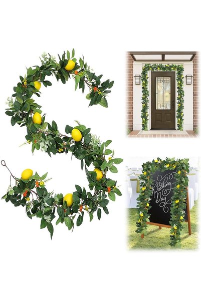Generic 6 Ft Artificial Lemon Garland, Spring Greenery Garland with Lemons an...