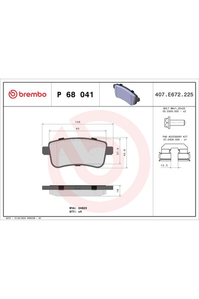 Brembo Set placute frana,frana disc P 68 041