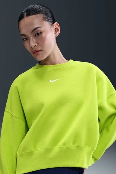 Nike Sportswear Essential Collection Fleece Oversized Kadın Sweatshirt Yeşil