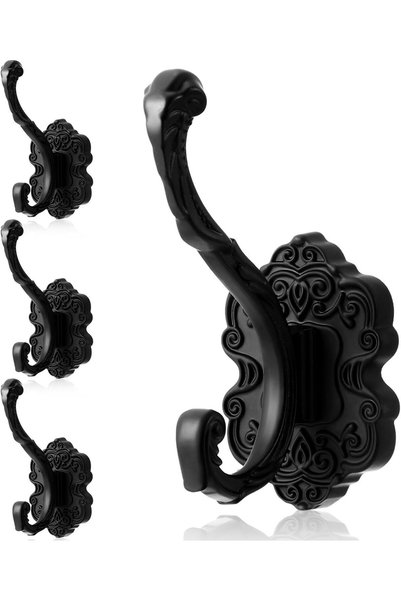 Generic 2 Pcs Vintage Black Coat Hooks Heavy Duty Wall Mount Hooks for Hangin...