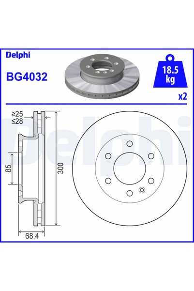 DELPHİ Спирачен диск BG4032, комплект от 2 бр.
