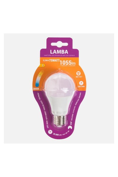 Lamba Bec LED E27 9.5W (A60) Lumină Caldă, 1055 lm – Durată 25.000 ore