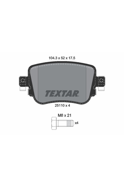 TEXTAR Σετ τακακιών φρένων, δισκόφρενο 2511001