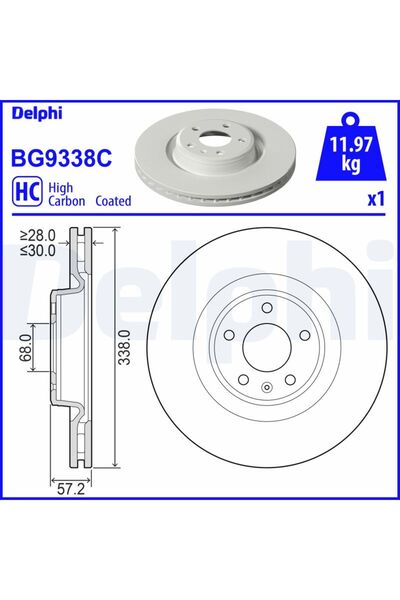 DELPHİ Спирачен диск BG9338C, комплект от 2 бр.