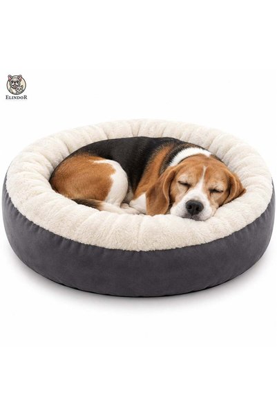 Elindor Round Cat and Dog Bed, Soft Velvet, Non-Slip Base, Size M, 70 x 70 x ...